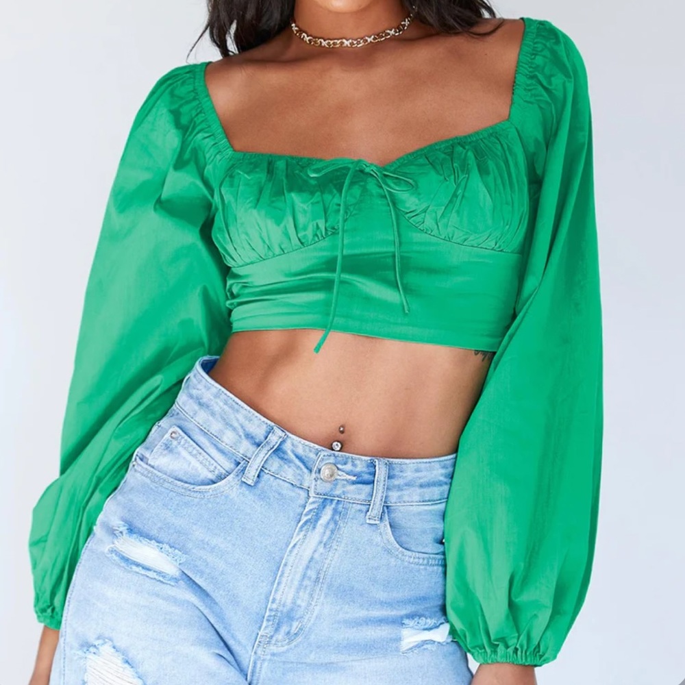 Princess Polly Gabrie Long Sleeve Top Green